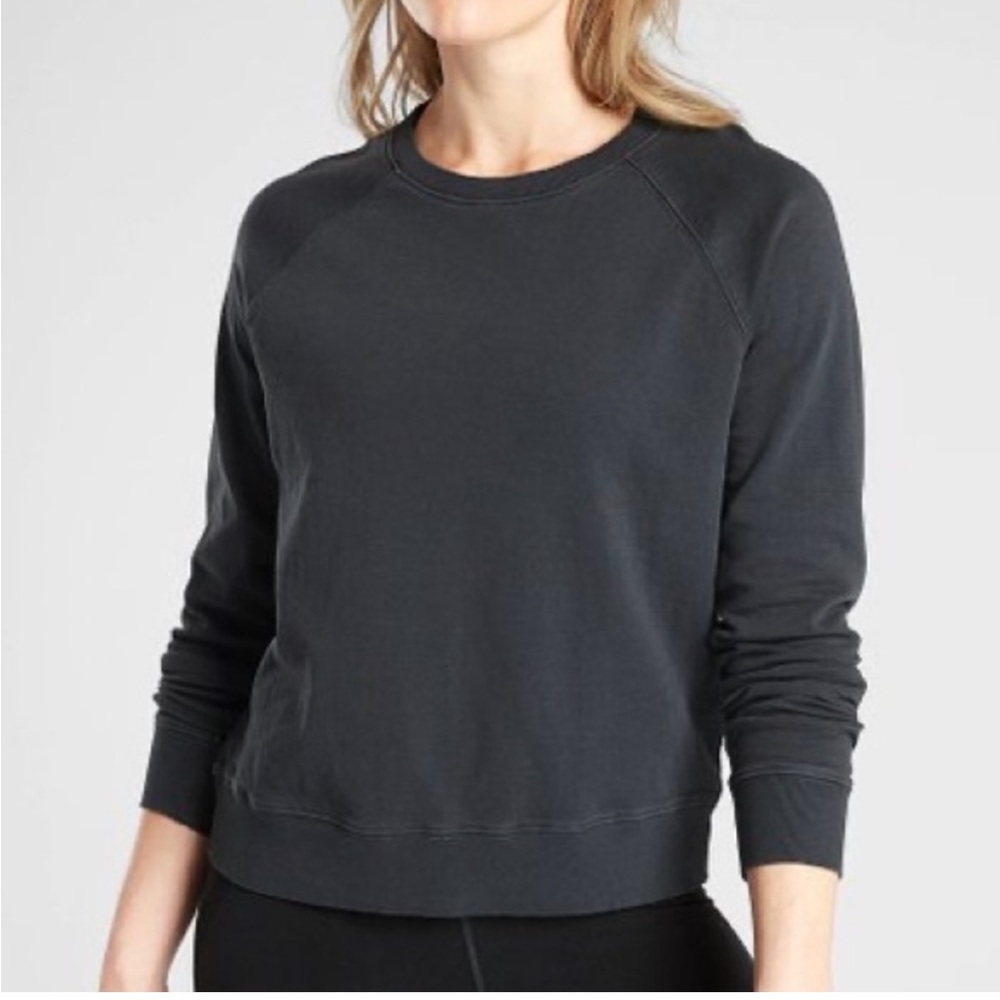 ATHLETA Washed Black Sundown Crewneck Sweatshirt